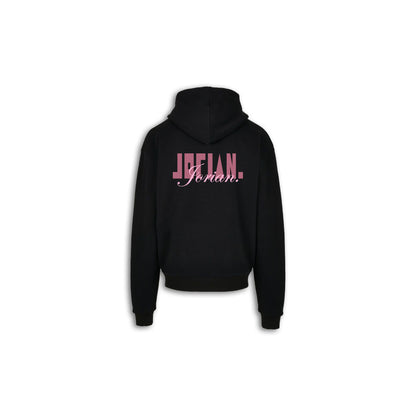 Geo Hoodie. - Black. - Pastel Pink / Rose Pink.