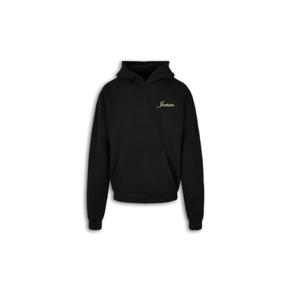 Geo Hoodie. - Black. - Pastel Yellow / Yellow.