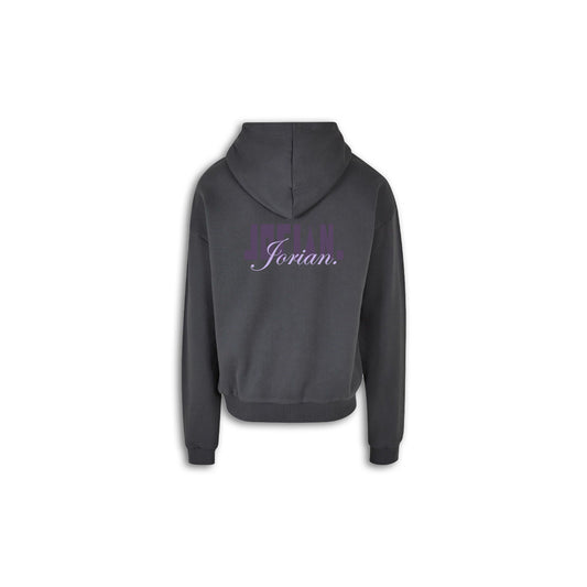 Geo Hoodie. - Dark Grey. - Pastel Purlple / Purple.