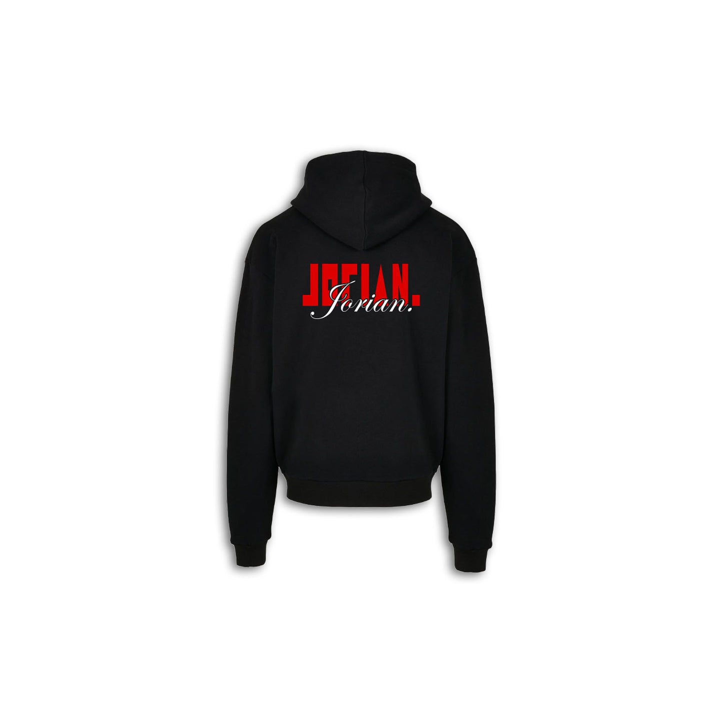 Geo Puff Hoodie. - Black. - Signal Red.